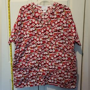Santa, 3 pocket scrub top by Peaches, size L